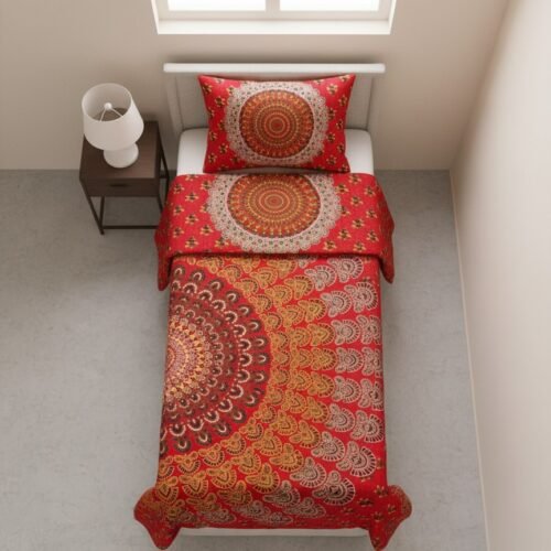 MANDALA(RED) SINGLE BEDSHEET