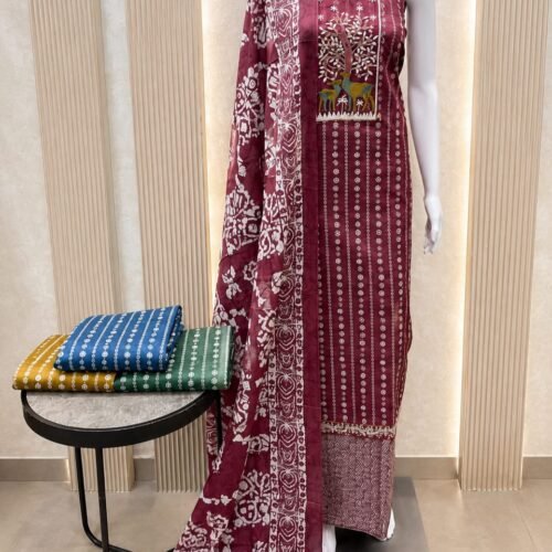 Top – Soft Cotton with embroidery on neck and all over print