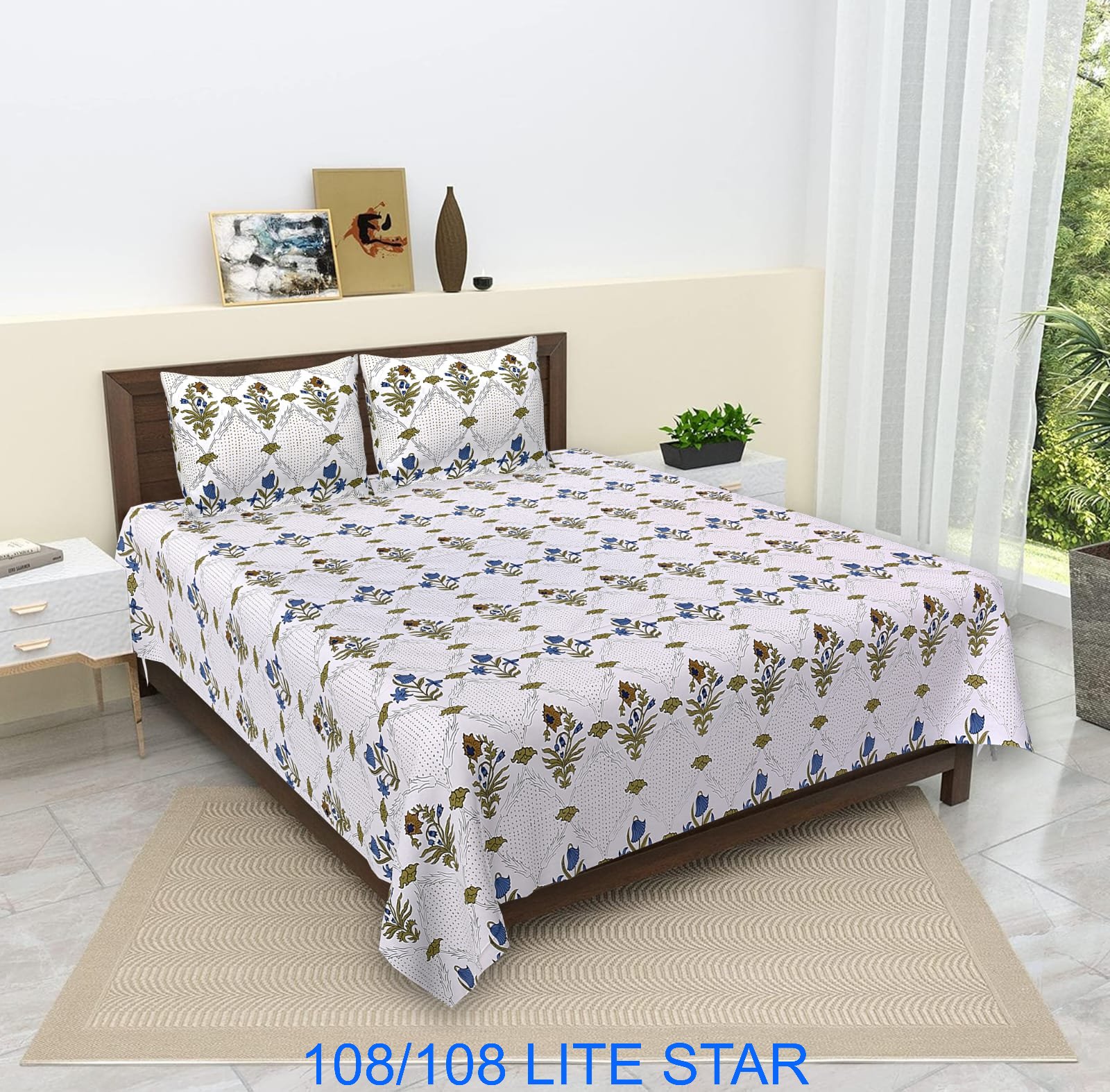 LIGHT STAR(BLUE TULIPS) DOUBLE BEDSHEET - Image 3