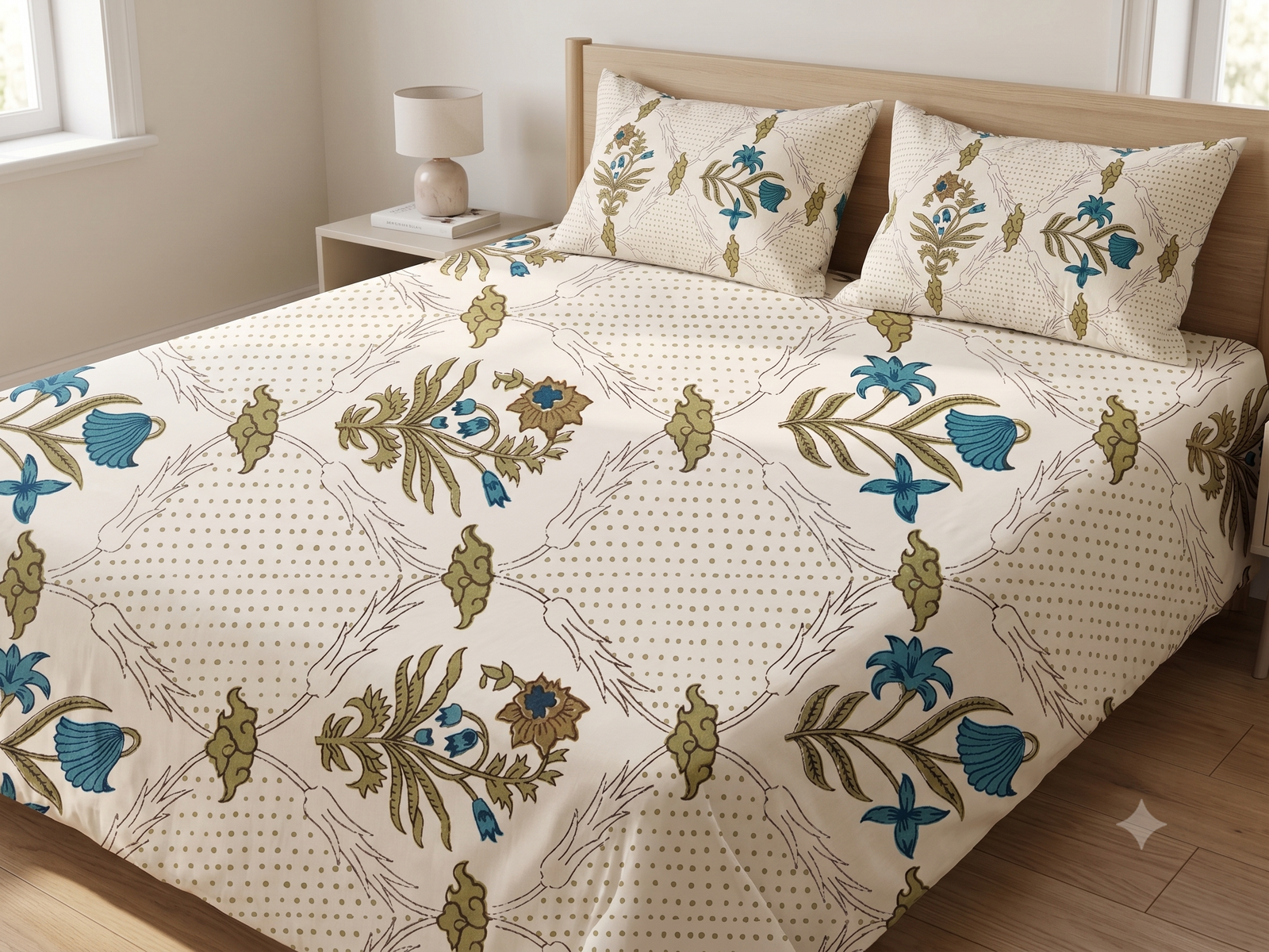 LIGHT STAR(BLUE TULIPS) DOUBLE BEDSHEET