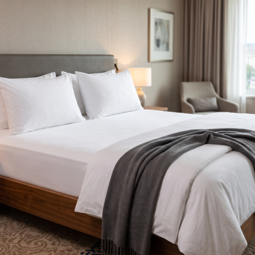 LUXURY HOTEL-STYLE CLASSIC WHITE BEDSHEET SET WITH PILLOW COVERS, 108X108