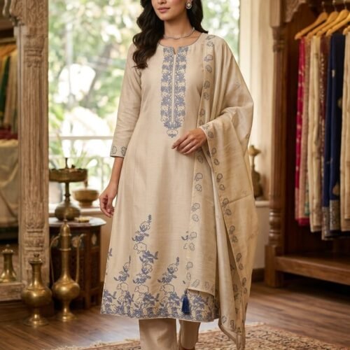 TANERIA SILK WITH THREAD EMBROIDERY